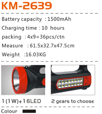 KM-2639 ไฟฉายฉุกเฉิน LED